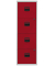 H&auml;ngeregistraturschrank PFA4F506 PFA 4, lichtgrau/kardinalrot, 4 Schubladen, 1-bahnig