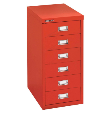 Schubladenschrank MultiDrawer™ 29er Serie L296670, Stahl, 6 Schubladen (Vollauszug), A4, 27,8 x 59 x 38 cm, rot