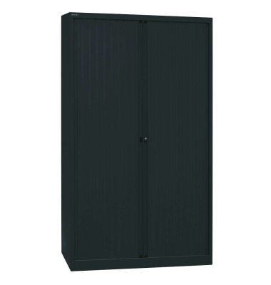 Aktenschrank EuroTambours™ PLUS ET412194S5433, Kunststoff/Stahl abschließbar, 5 OH, 120 x 198 x 43 cm, schwarz