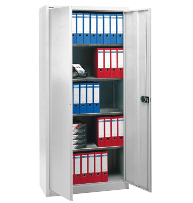 Aktenschrank Universal E782A04G445, Stahl abschließbar, 5 OH, 91,4 x 195 x 40 cm, lichtgrau