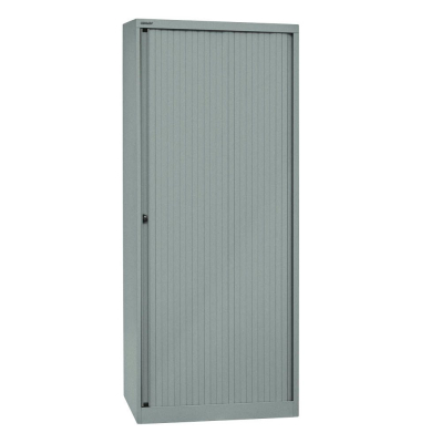 Aktenschrank EuroTambours™ PLUS ET408194SSL855, Kunststoff/Stahl abschließbar, 5 OH, 80 x 198 x 43 cm, silber