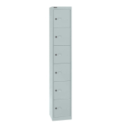 Schließfachschrank CLK126645, Metall, 1 Abteil mit 6 Fächern, abschließbar, 30,5x180,2cm (BxH), lichtgrau