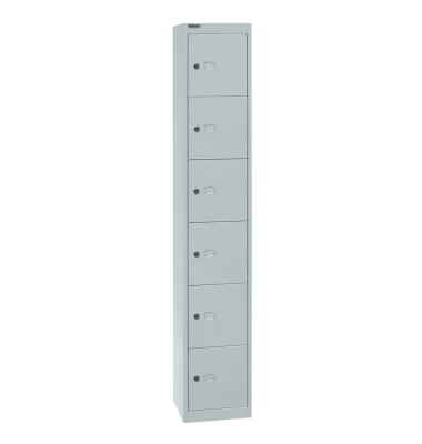 Schließfachschrank CLK126645, Metall, 1 Abteil mit 6 Fächern, abschließbar, 30,5x180,2cm (BxH), lichtgrau