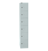Schließfachschrank CLK186645, Metall, 1 Abteil mit 6 Fächern, abschließbar, 30,5x180,2cm (BxH), lichtgrau