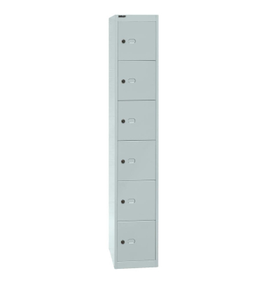 Schließfachschrank CLK186645, Metall, 1 Abteil mit 6 Fächern, abschließbar, 30,5x180,2cm (BxH), lichtgrau