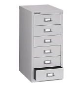 Schubladenschrank MultiDrawer™ 29er Serie L296645, Stahl, 6 Schubladen (Vollauszug), A4, 27,8 x 59 x 38 cm, lichtgrau