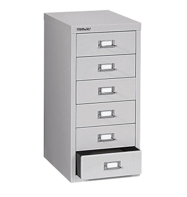 Schubladenschrank MultiDrawer™ 29er Serie L296645, Stahl, 6 Schubladen (Vollauszug), A4, 27,8 x 59 x 38 cm, lichtgrau