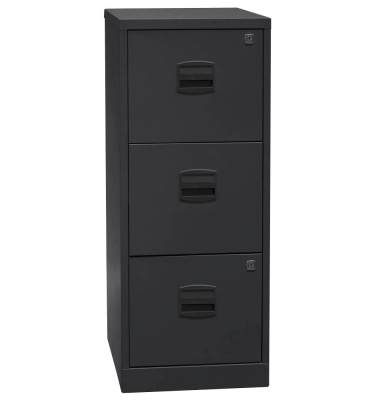 H&auml;ngeregistraturschrank PFA3F433 PFA 3, schwarz, 3 Schubladen, 1-bahnig