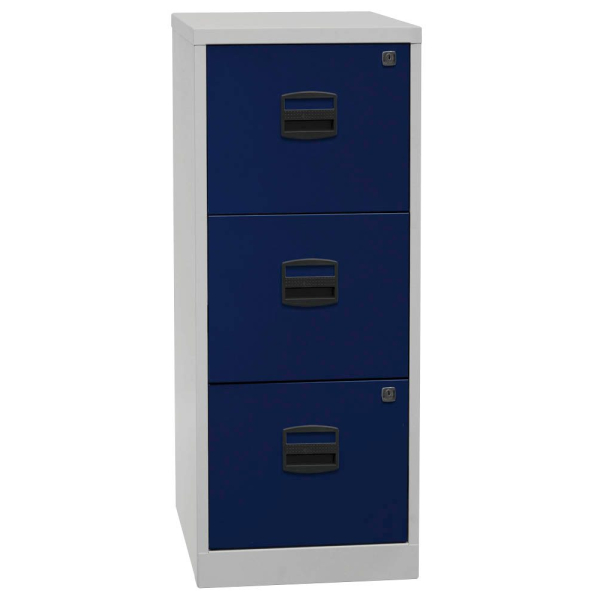 5020073766295 - BISLEY Home PFA 3 Hängeregistraturschrank lichtgrau oxfordblau 3 Schubladen 413 x 400 x 1015 cm
