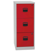 H&auml;ngeregistraturschrank PFA3F-506 PFA 3, lichtgrau/kardinalrot, 3 Schubladen, 1-bahnig