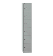 Schließfachschrank, Metall, 1 Abteil mit 6 Fächern, abschließbar, 30,5x180,2cm (BxH), silber