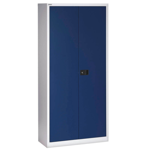 5020073769012 - BISLEY UNIVERSAL Flügeltürenschrank HxBxT 1806 x 914 x 400 mm 3 Fachböden 4 Ordnerhöhen lichtgrau   oxfordblau