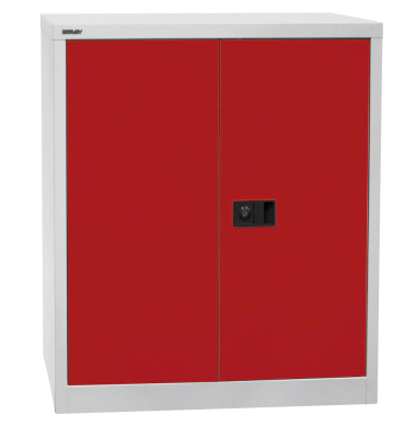Aktenschrank Universal E402A01506, abschlie&szlig;bar, 2 OH, rot/lichtgrau, 91,4x100x40cm (BxHxT)