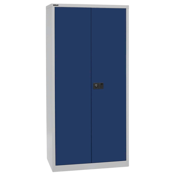 5020073779356 - BISLEY UNIVERSAL Flügeltürenschrank HxBxT 1950 x 914 x 400 mm 4 verzinkte Fachböden 5 Ordnerhöhen lichtgrau   oxfordblau