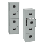H&auml;ngeregistraturschrank PFA4F855 PFA 4, silber, 4 Schubladen, 1-bahnig