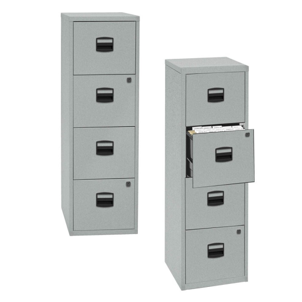 5020073780598 - BISLEY Home PFA 4 Hängeregistraturschrank silber 4 Schubladen 413 x 400 x 1321 cm