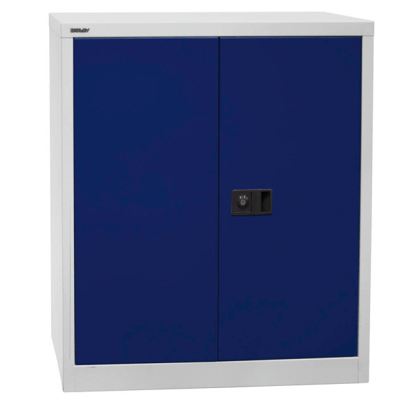 5020073804119 - UNIVERSAL Flügeltürenschrank HxBxT 1000 x 914 x 400 mm 1 verzinkter Fachboden 2 Ordnerhöhen lichtgrau   oxfordblau BISLEY