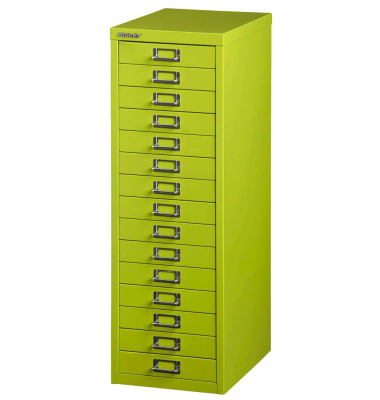 Schubladenschrank MultiDrawer™ 39er Serie L3915104, Stahl, 15 Schubladen (Vollauszug), A4, 27,9 x 86 x 38 cm, grün