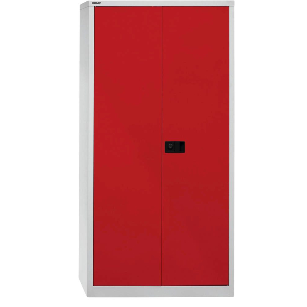 5020073820294 - BISLEY UNIVERSAL Flügeltürenschrank HxBxT 1950 x 914 x 400 mm 4 verzinkte Fachböden 5 Ordnerhöhen lichtgrau   kardinalrot
