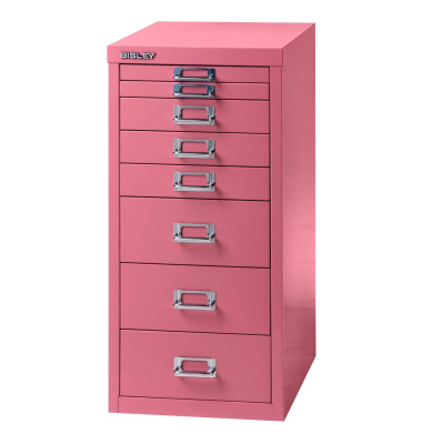 Schubladenschrank MultiDrawer™ 29er Serie L298101, Stahl, 8 Schubladen (Vollauszug), A4, 27,8 x 59 x 38 cm, pink