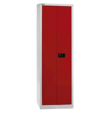 Aktenschrank Universal E782A04B6506, Stahl abschließbar, 5 OH, 60 x 195 x 40 cm, rot/lichtgrau