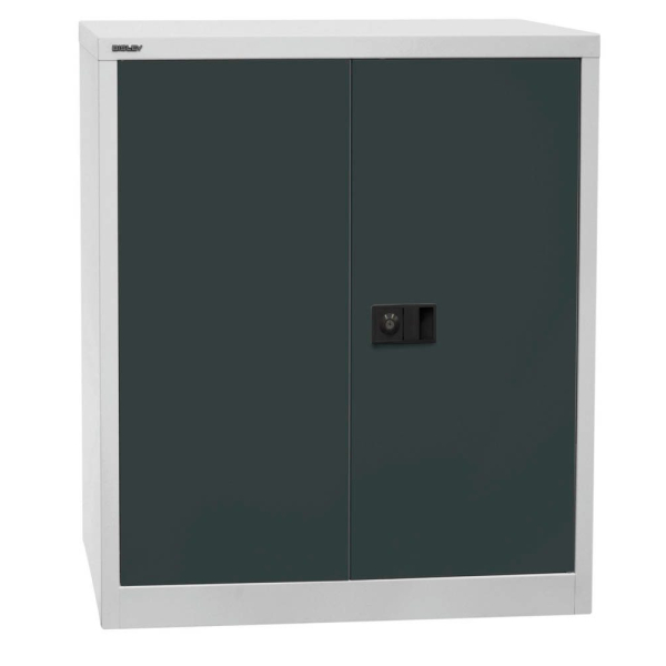 5020073832303 - BISLEY UNIVERSAL Flügeltürenschrank HxBxT 1000 x 914 x 400 mm 1 verzinkter Fachboden 2 Ordnerhöhen lichtgrau   anthrazit