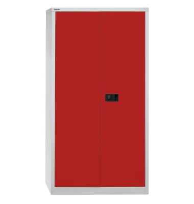 Stahlschrank Universal BLYE722A03G506, abschlie&szlig;bar, 4 OH, lichtgrau/kardinalrot, 91,4x180,6x40cm (BxHxT)