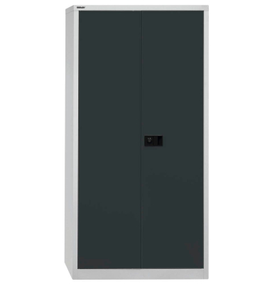 Akten-/Garderobenschrank Universal HC782S4G525, Stahl abschließbar, 5 OH, 91,4 x 195 x 50 cm, schwarz/lichtgrau