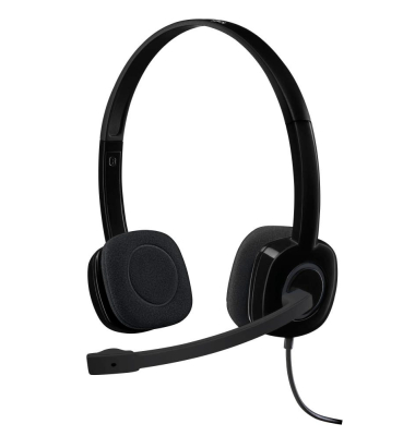 PC-Headset 3.5 mm Klinke schnurgebunden, Stereo Logitech H151 On Ear Schwarz