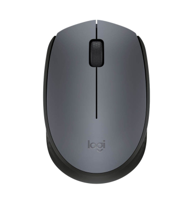 PC-Maus M170 910-004642, 3 Tasten, kabellos, USB-Funk, Rechtshänder, optisch, schwarz, grau