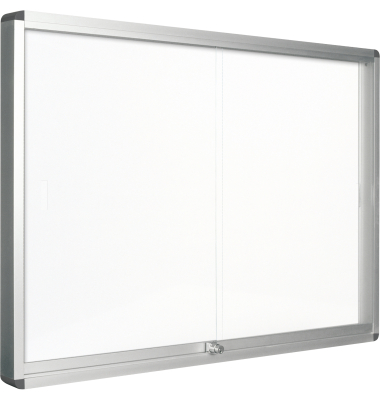 Schaukasten Exhibit 18 x A4 Schiebetür Metallrückwand weiß, grau magnetisch