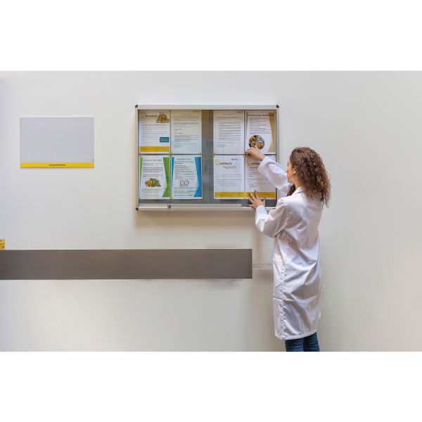 5603750526995 - Schaukasten Exhibit 8 x A4 Schiebetür Metallrückwand weiß grau magnetisch 5603750526995 Bi-Office