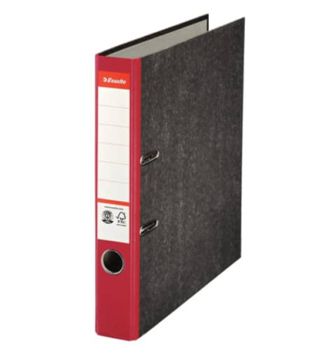 Ordner 36062, A4 50mm schmal Karton Wolkenmarmor rot