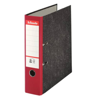 Ordner 36067, A4 75mm breit Karton Wolkenmarmor rot