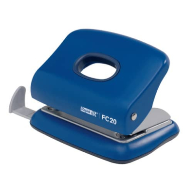 B&uuml;rolocher FC20 23256401, blau, bis 2mm 20 Blatt, mit Anschlagschiene