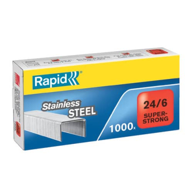 Heftklammern Super Strong 24858100, Stahldraht verzinkt, 24/6, Heftleistung 30 Blatt max.