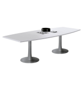 Konferenztisch Idea+ IDTR280/GRA, 74cm (H), 280x80-110cm (BxT), Tonnenform, lichtgrau / silber
