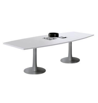 Konferenztisch Idea+ IDTR280/GRA, 74cm (H), 280x80-110cm (BxT), Tonnenform, lichtgrau / silber