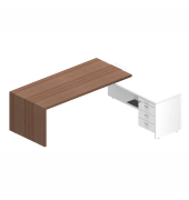 Schreibtischkombination T45 T4MCD200/NOBASZ, 74cm (H), 220x194cm (BxT), L-Form, nussbaum / nussbaum/weiß