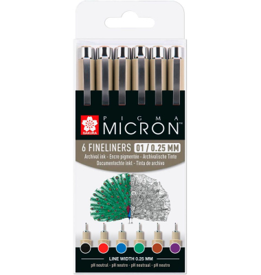 Pigma Micron Fineliner-Set farbsortiert 0,25 mm