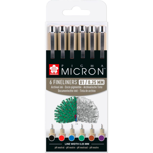 8712079421748 - Pigma Micron Fineliner-Set farbsortiert 025 mm 8712079421748 SAKURA POXSDK-016 6 Stück 8712079421748 - Pigma Micron Fineliner-Set farbsortiert 025 mm 8712079421748 SAKURA POXSDK-016 6 Stück