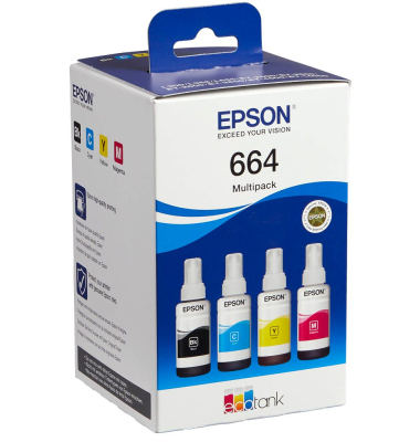Druckerpatrone T6646 C13T664640 (kompatibel zu Epson T6646), schwarz/cyan/magenta/gelb, ca. 4000 Seiten schwarz, ca. 3 x 6500 Se