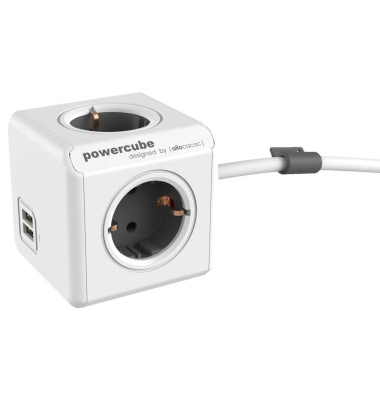 PowerCube Extended DUO USB 4-fach Steckdosenwürfel weiß