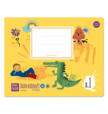 Schreiblernheft 060532082, liniert / Lineatur S1, E5 quer, 80g, gelb, 20 Blatt / 40 Seiten