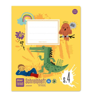 Schreiblernheft 060531084 FORMATI, Lineatur S4 / Schreiblern-Lineatur / keine, Quart, 80g, gelb, 20 Blatt / 40 Seiten