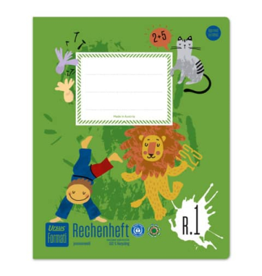 Rechenheft 060561061, kariert / Lineatur R1, Quart 19,5x24cm, 80g, grün, 20 Blatt / 40 Seiten