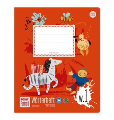 Wörterheft 060551051, liniert / Lineatur W1, Quart 19,5x24cm, 80g, rot, 20 Blatt / 40 Seiten