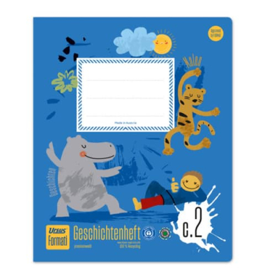 Geschichtenheft 060541042, liniert / Lineatur C2, Quart 19,5x24cm, 100g, blau, 20 Blatt / 40 Seiten