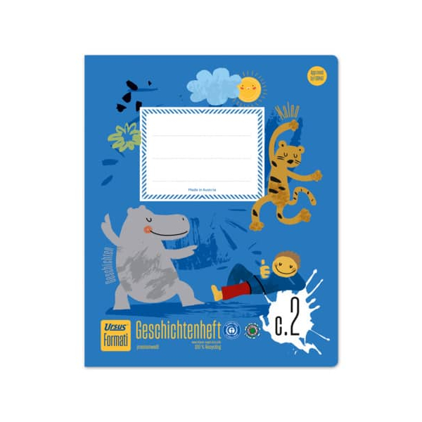 2 Stück Staufen Geschichtenheft 060541042 FORMATI, Lineatur C2 / Schreiblern-Lineatur / keine, Quart, 100g, blau, 20 Blatt / 40 Seiten 900224409