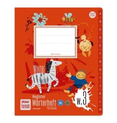 Wörterheft 060551053, liniert / Lineatur W3, Quart 19,5x24cm, 80g, rot, 40 Blatt / 80 Seiten